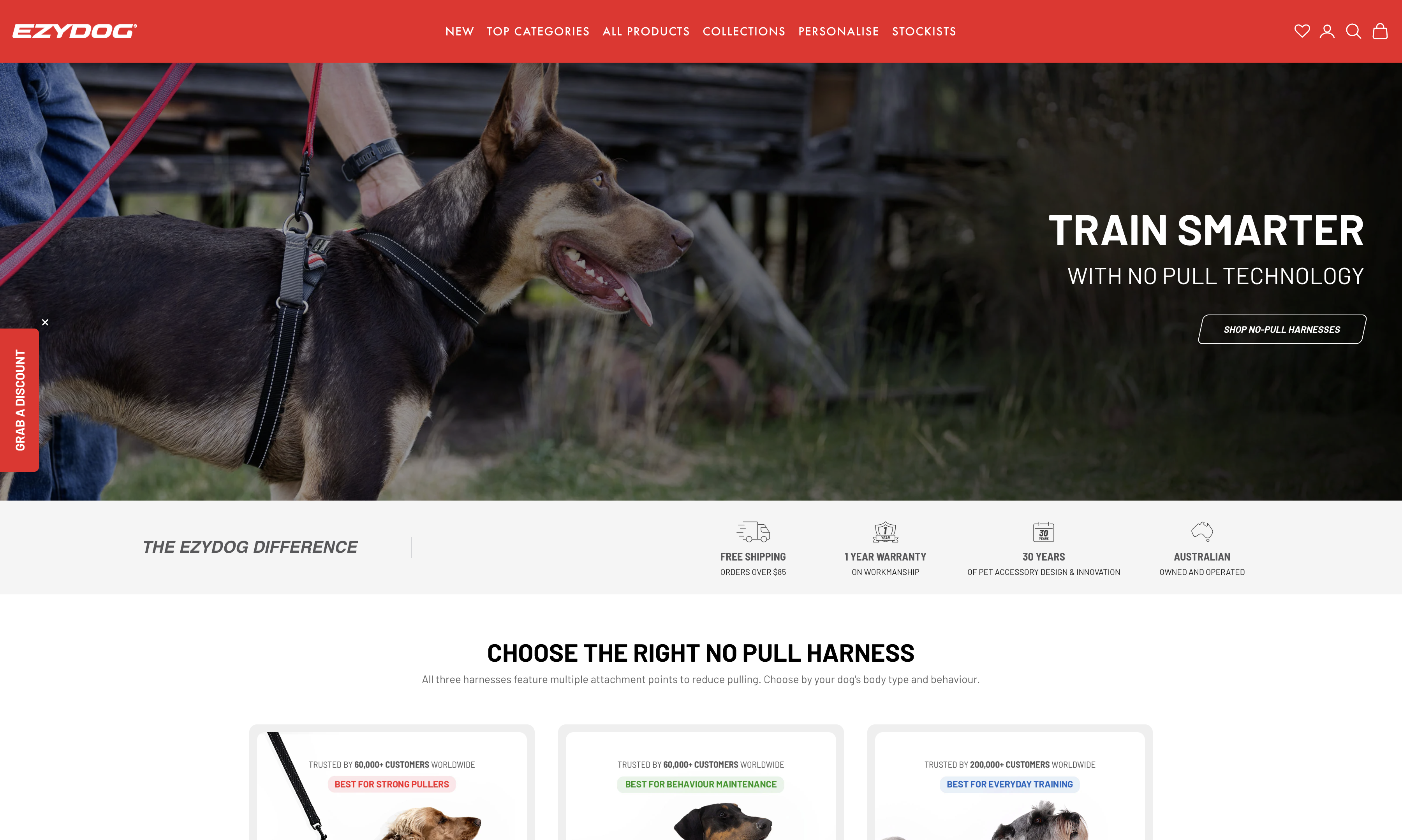 EzyDog homepage screenshot