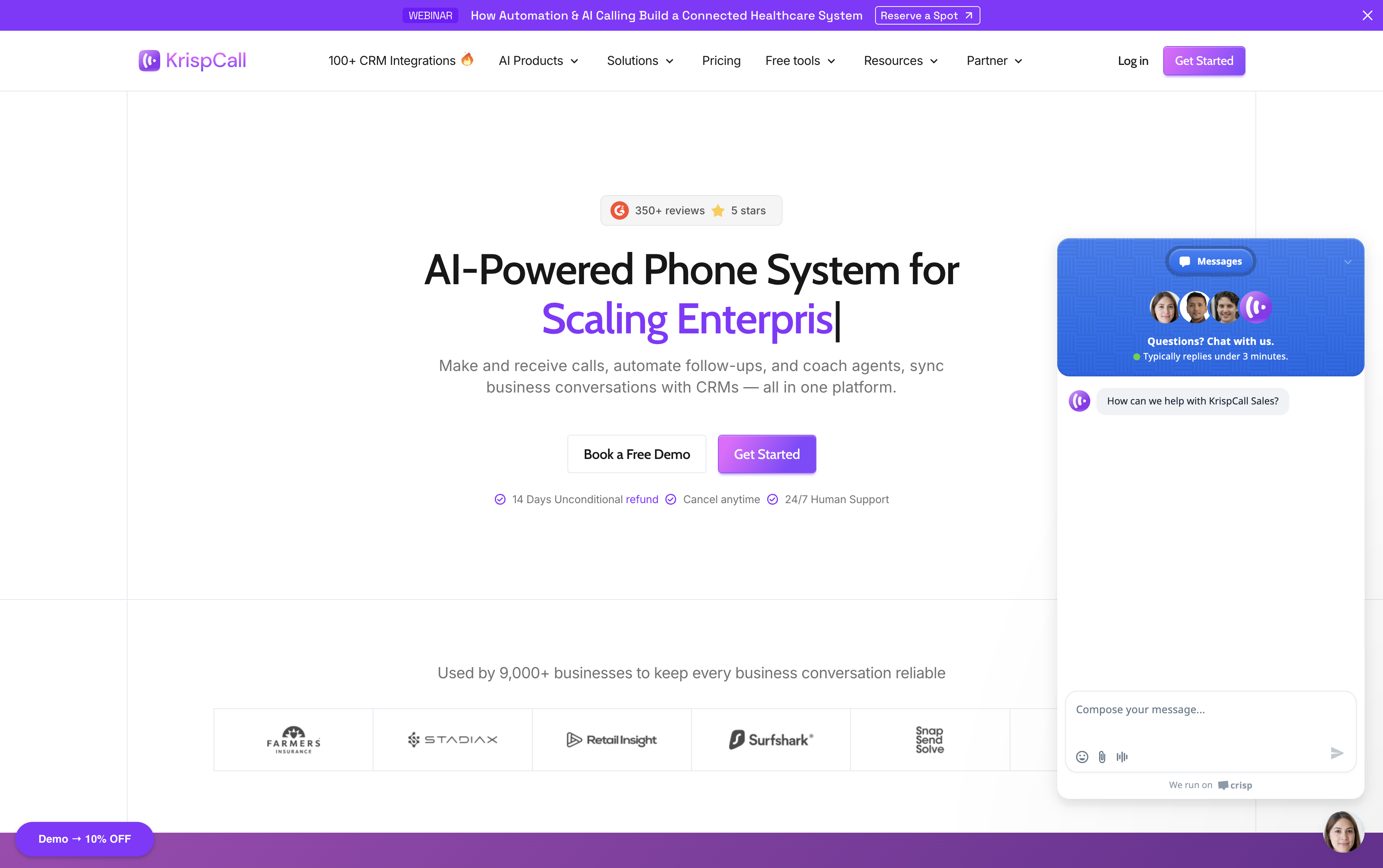 KrispCall customer support automation system