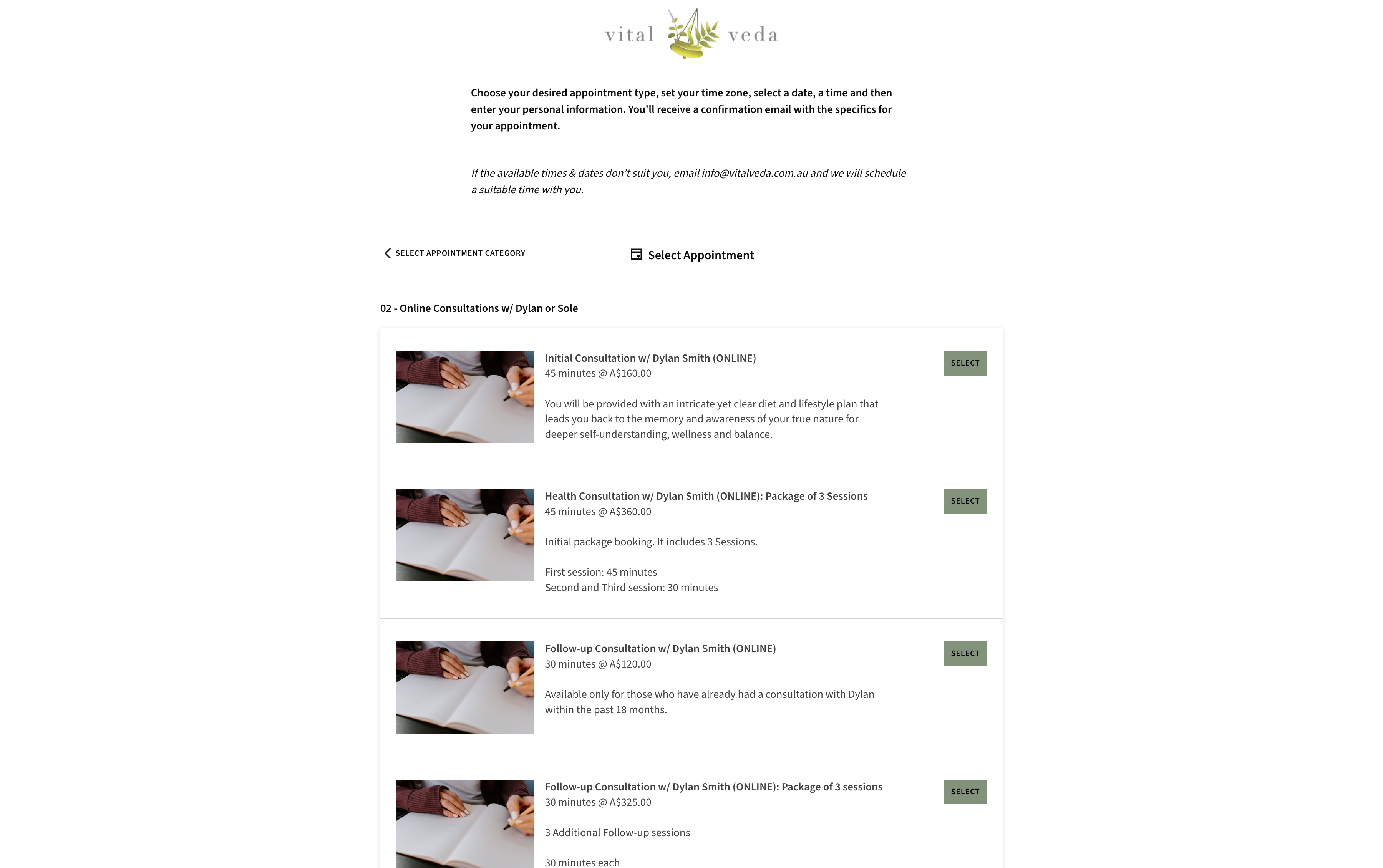 Vital Veda scheduling, payment, reminder, and cancellation automation